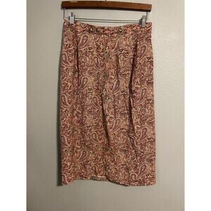 Vintage Talbots Midi Skirt Womens Size 16 Colorful Paisley Rayon Boho Artsy 90s